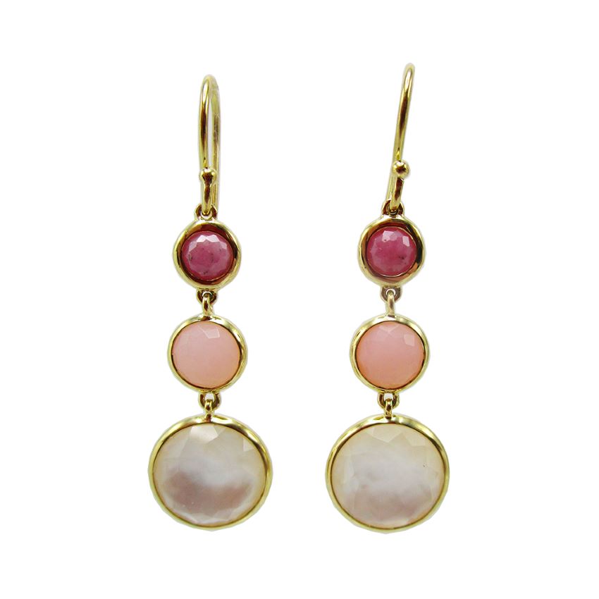 Lollipop Collection: Fire Rose Three-Stone Drop Earrings