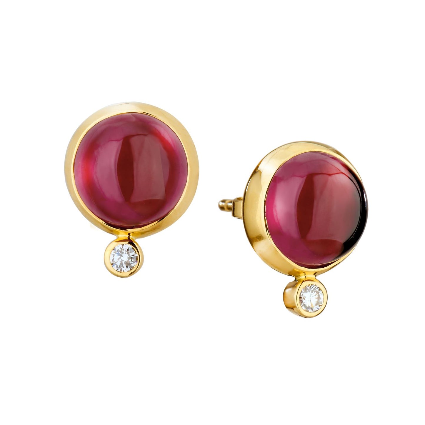 Candy Collection Rhodolite Garnet and Diamond Stud Earrings