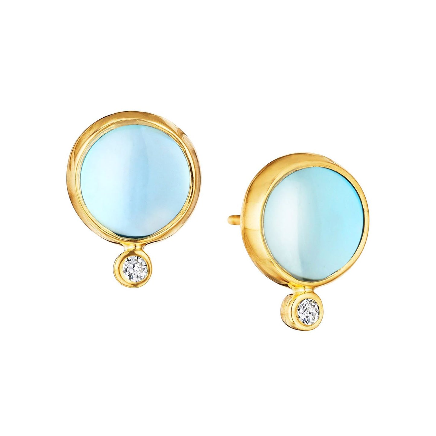 Candy Collection Blue Topaz and Diamond Stud Earrings