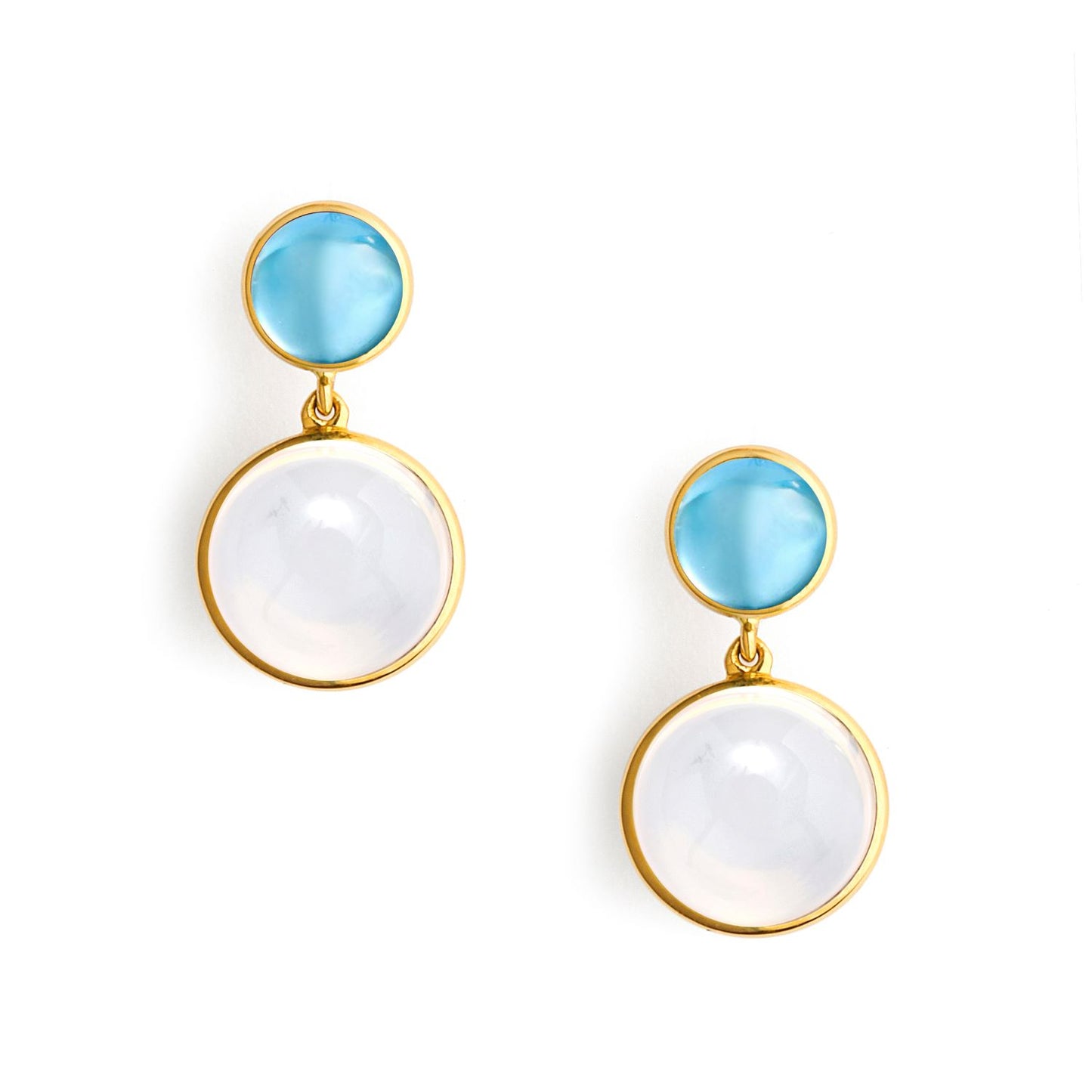 Candy Collection Blue Topaz and Moon Quartz Drop Earrings