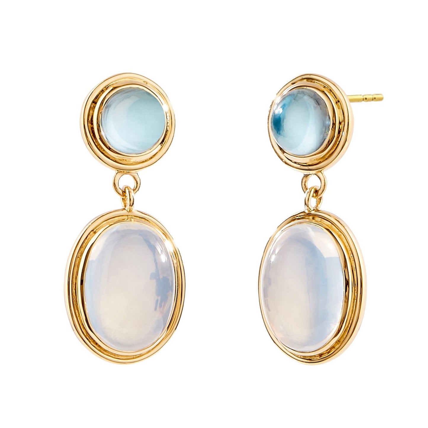 Candy Collection Moon Quartz with Blue Topaz Drop Earrings