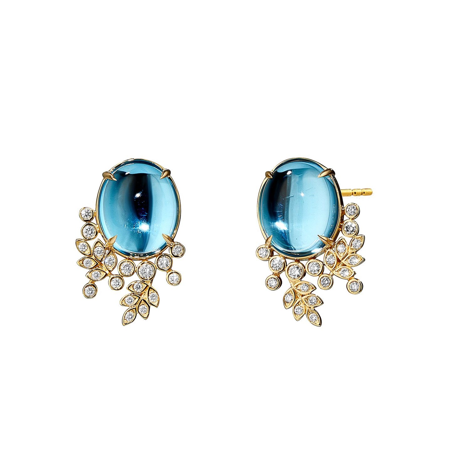 Jardin Collection Blue Topaz and Diamond Vine Earrings