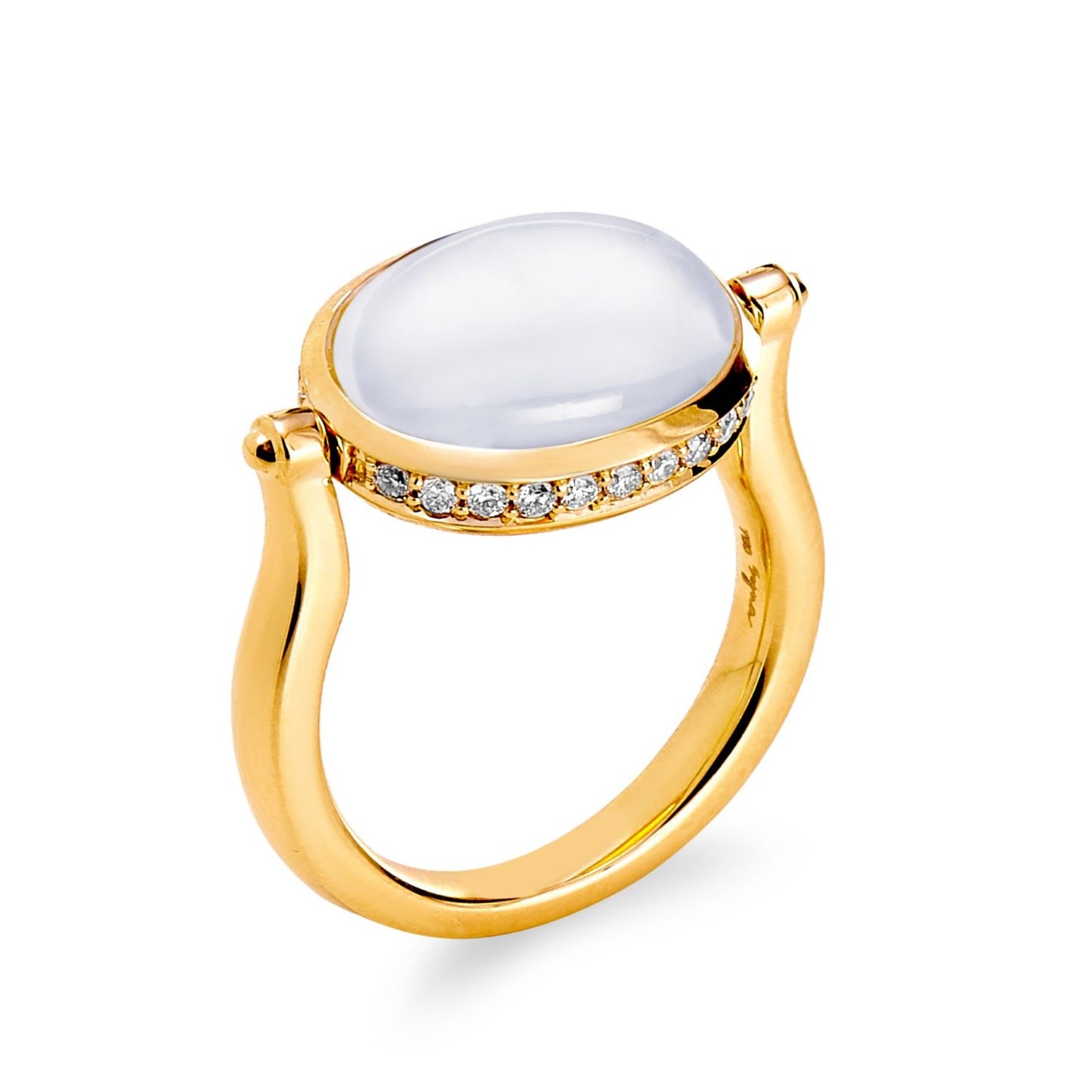 Mogul Collection Moon Quartz and Diamond Swivel Ring