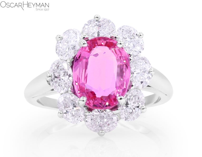 Certified Madagascar Pink Sapphire & Diamond Halo Ring