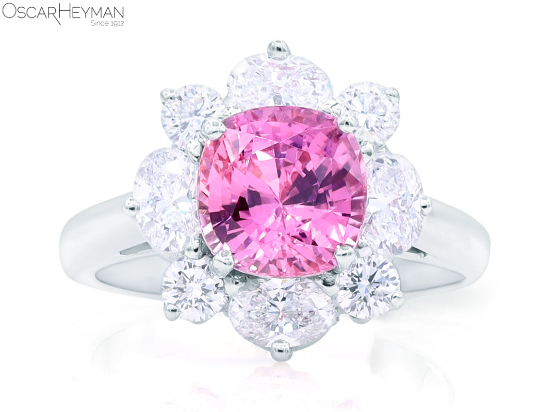 Certified Padparadscha Sapphire & Diamond Ring