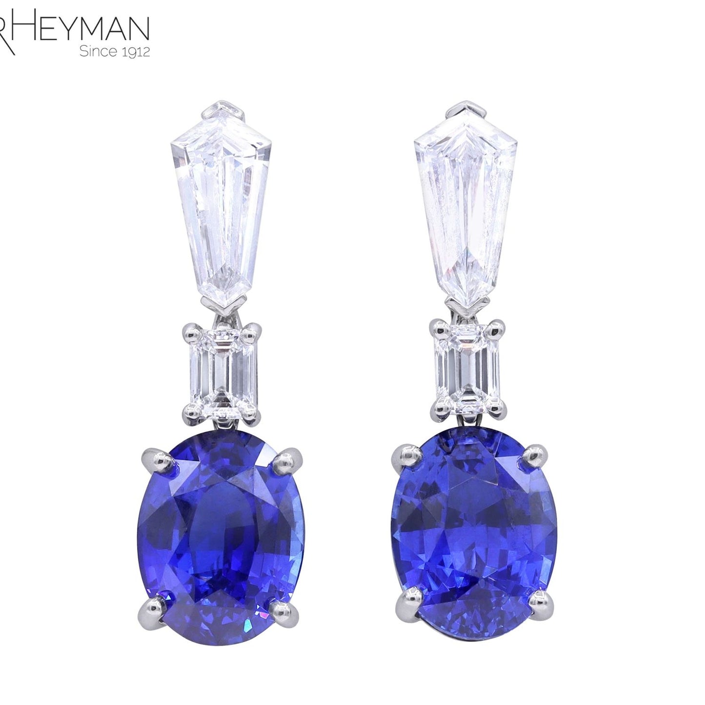 Certified Vivid Blue Sapphire and Diamond Earrings
