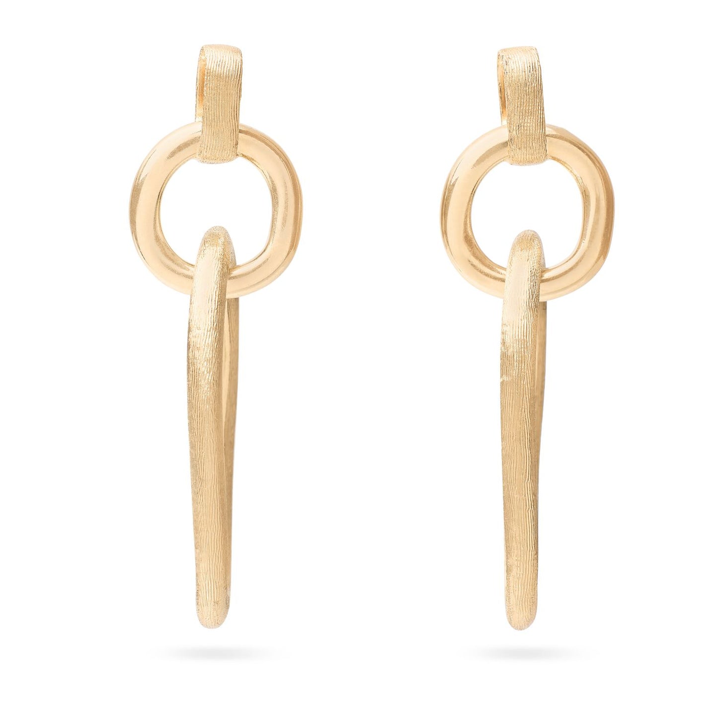 18K Yellow Gold Polished & Engraved Link Drop Earrings