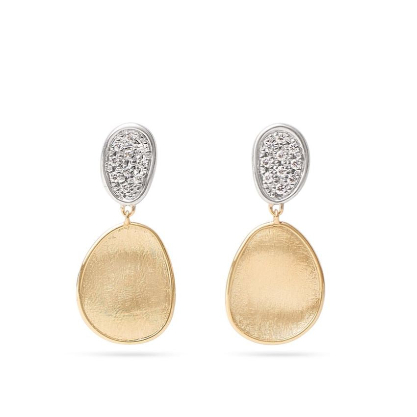18K Yellow Gold Double Drop Earrings With Diamonds, Small