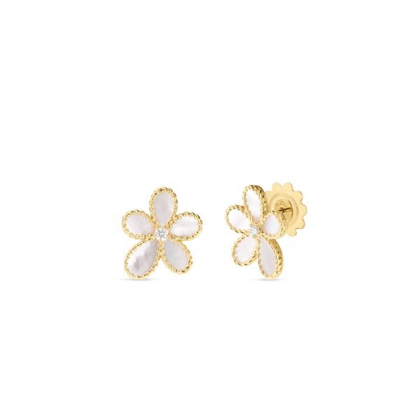 Jasmine Collection Diamond & Mother of Pearl Flower Stud Earrings
