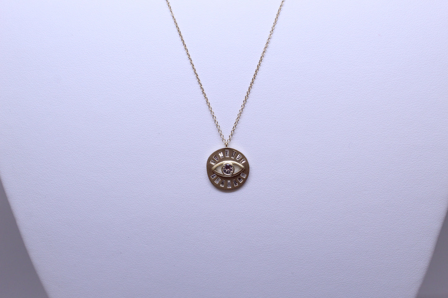 Diamond Evil Eye Pendant Chain Necklace