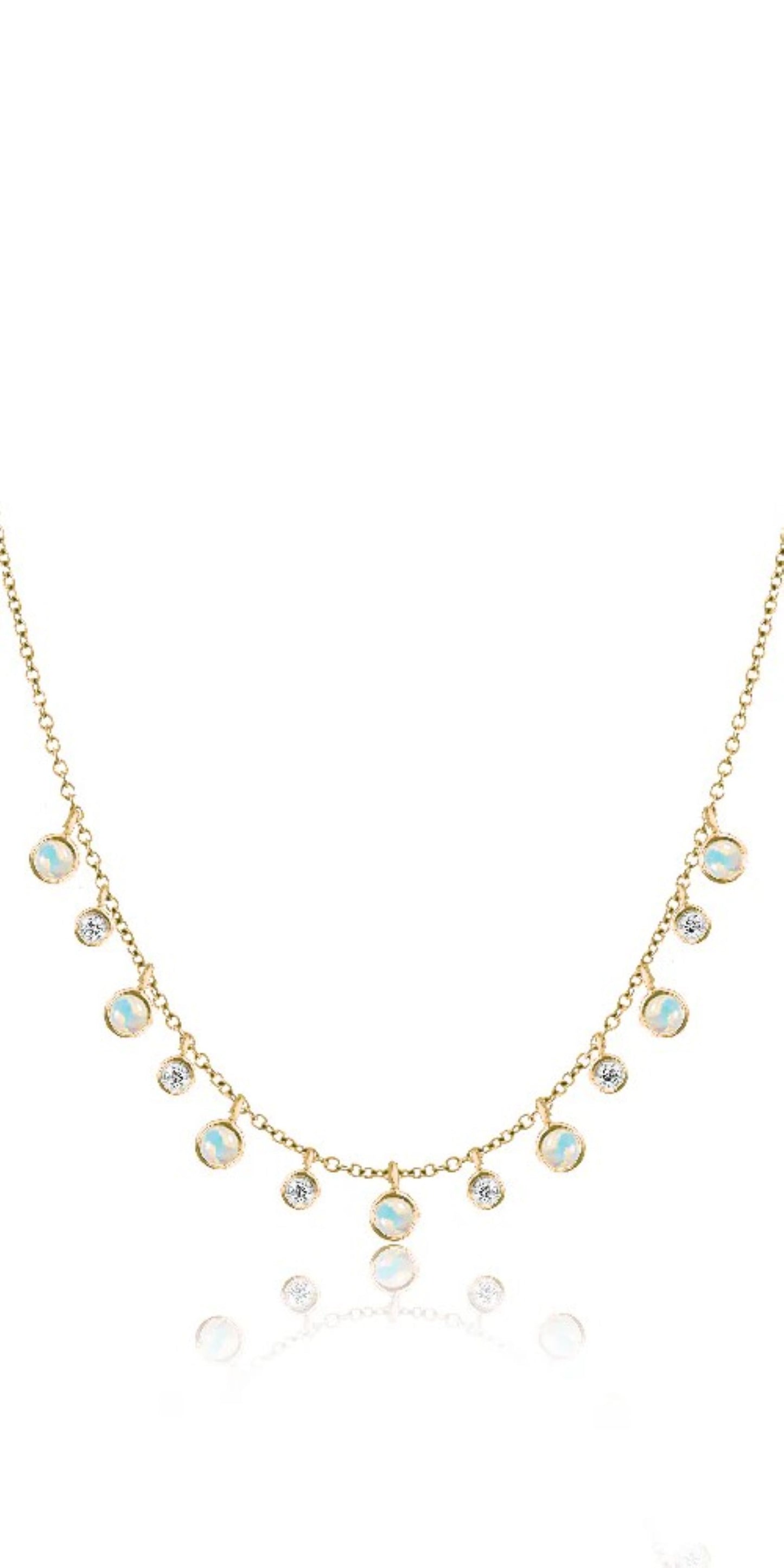 Yellow Gold Opal Layering Necklace