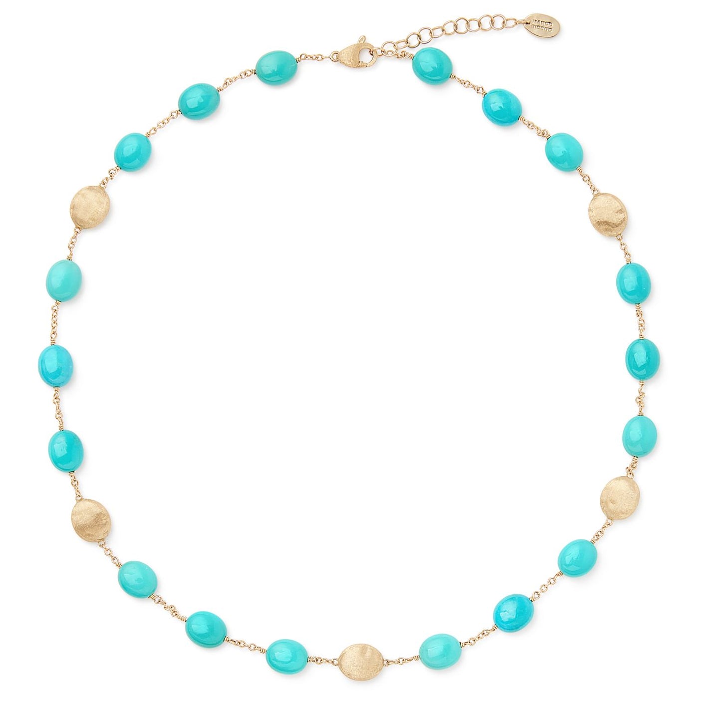 Siviglia Collection Turquoise and Gold Bean Station Necklace