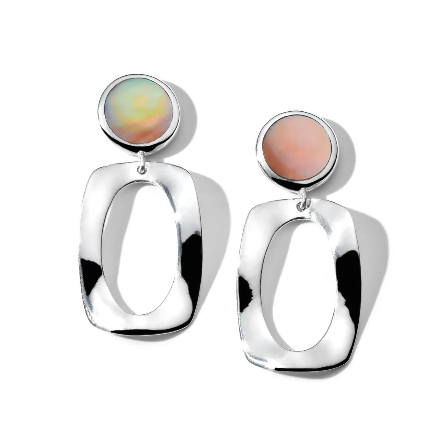 Polished Rock Candy Collection Dot and Frame Earrings