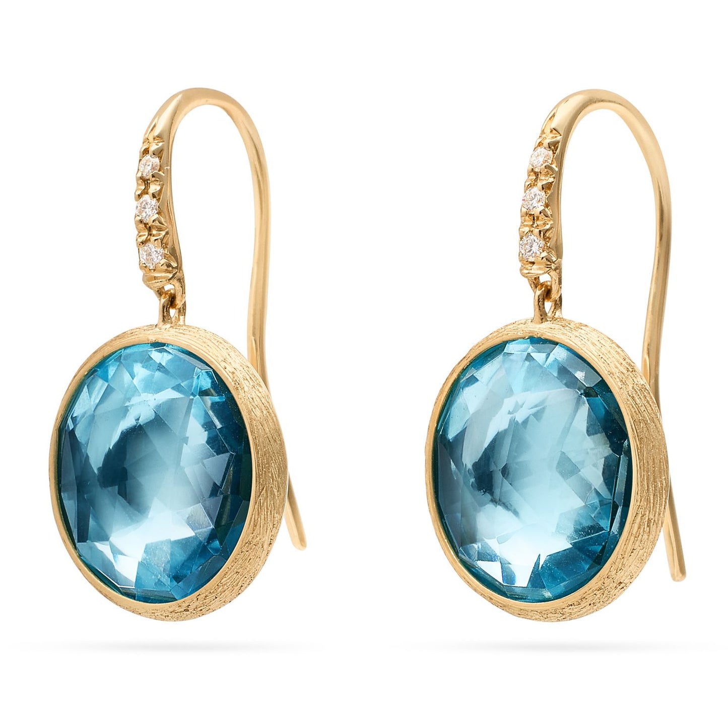 Jaipur Color Blue Topaz Drop Earrings with Diamonds