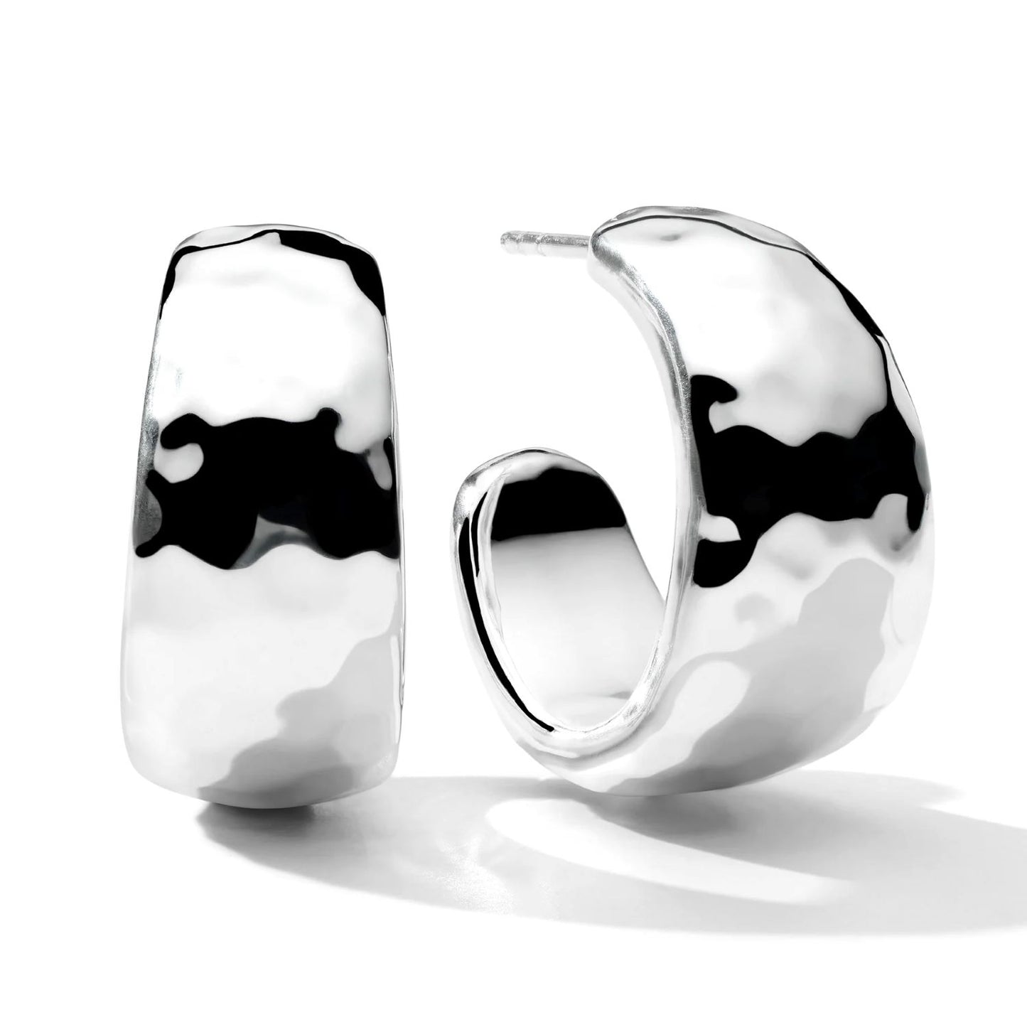 Classico #1 Hammered Hoop Earrings with Tapered Ends