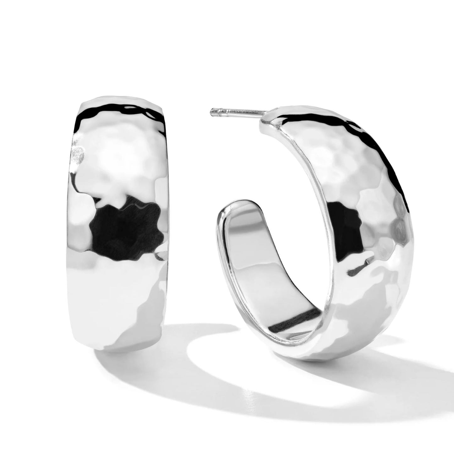 Classico Small Hammered Hoop Earrings with Tapered Ends