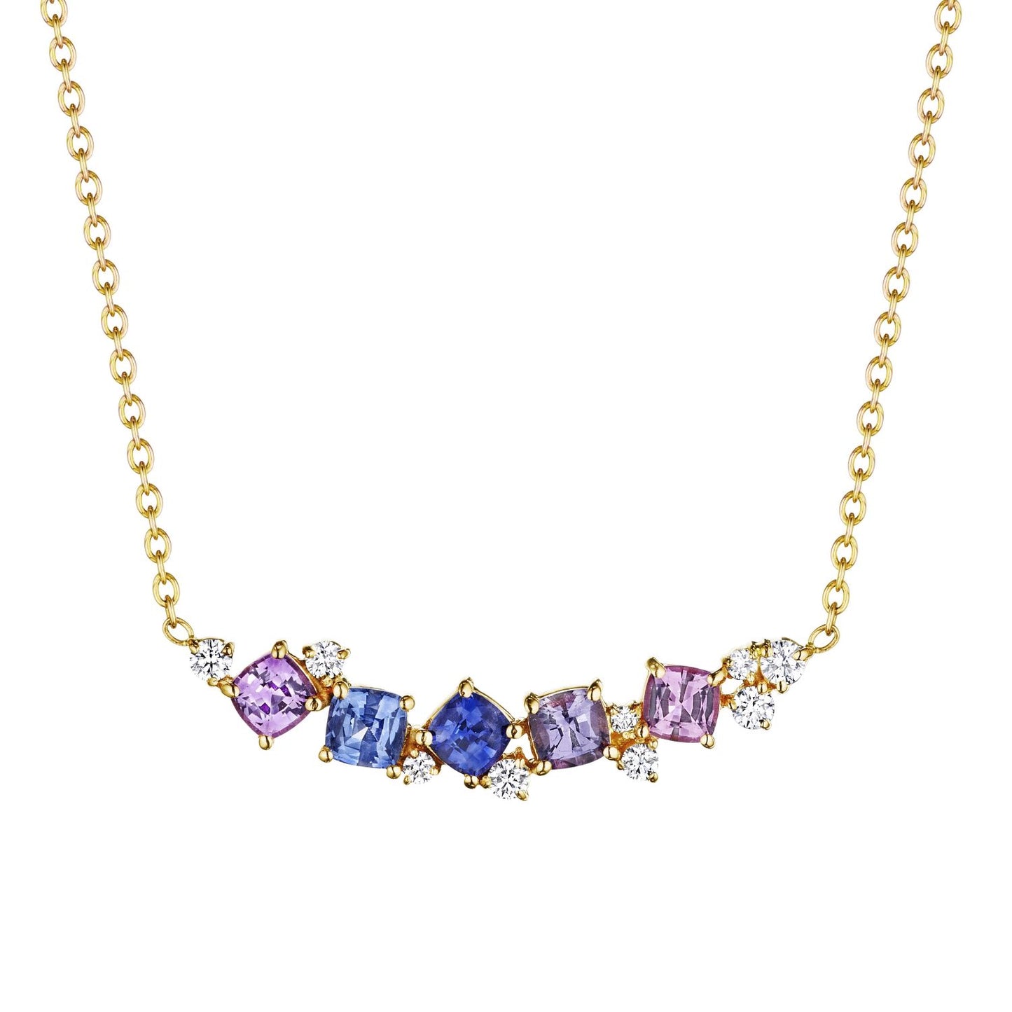 Watercolor Collection Rainbow Sapphire Confetti Bar Necklace