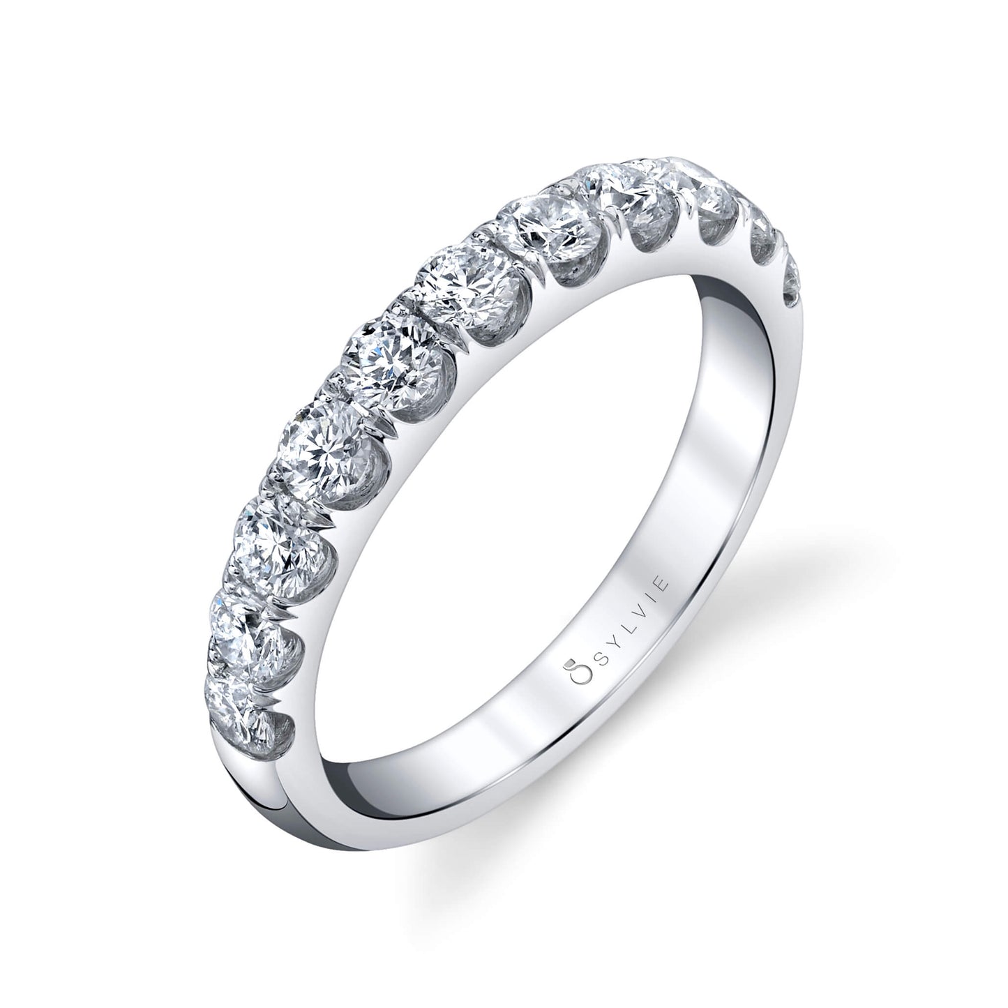Classic Wedding Band with Shared Prongs