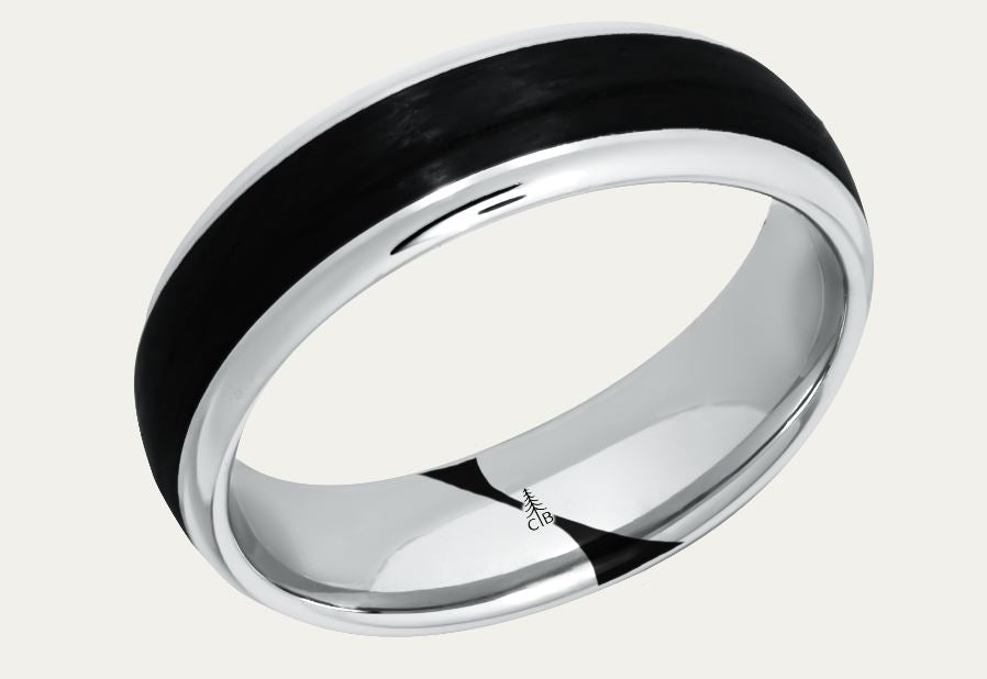 6.5MM Platinum Carbon Wedding Band