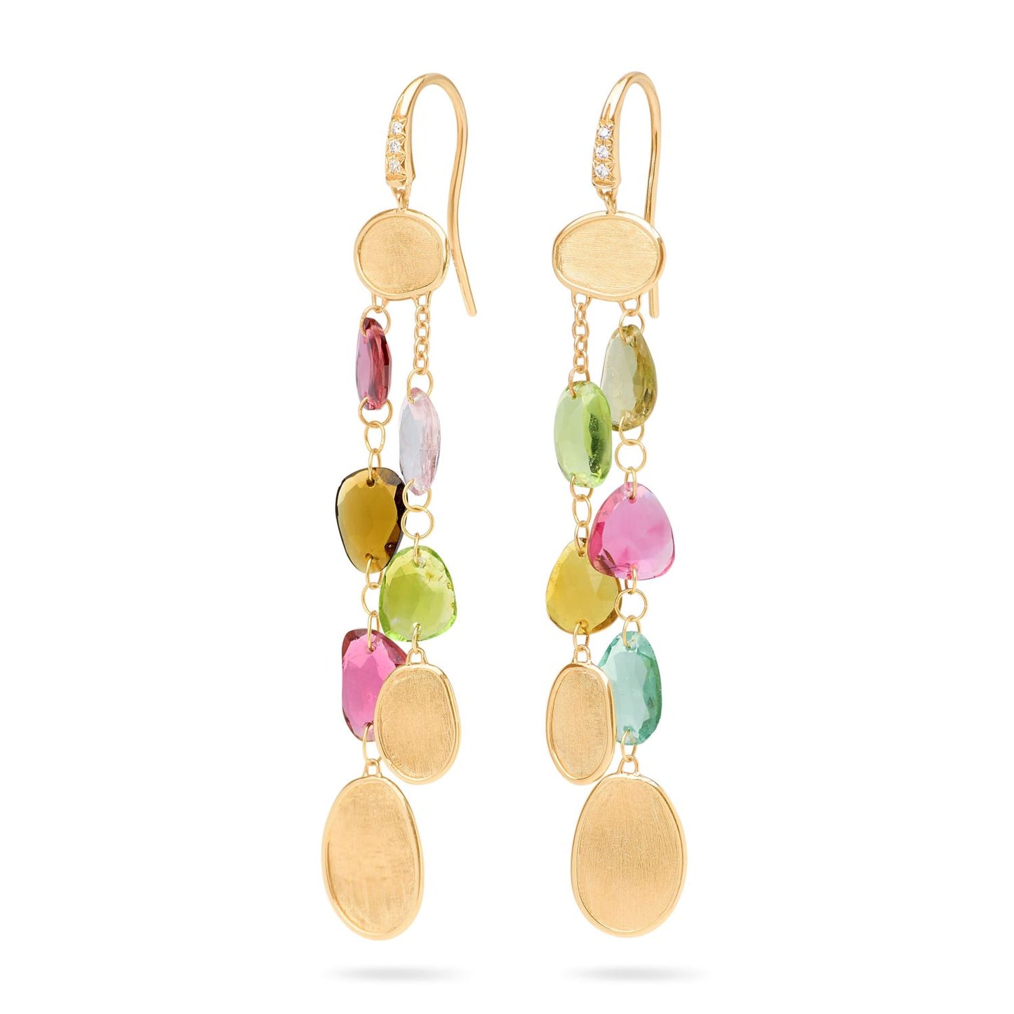 Lunaria Color Collection Multi-Strand Tourmaline and Diamond Earrings
