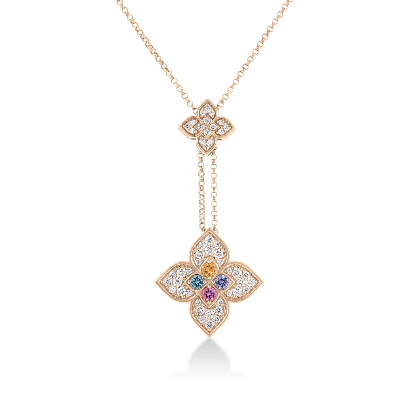 Venetian Princess Blue Topaz, Citrine, Ruby, Tanzanite & Diamond Necklace