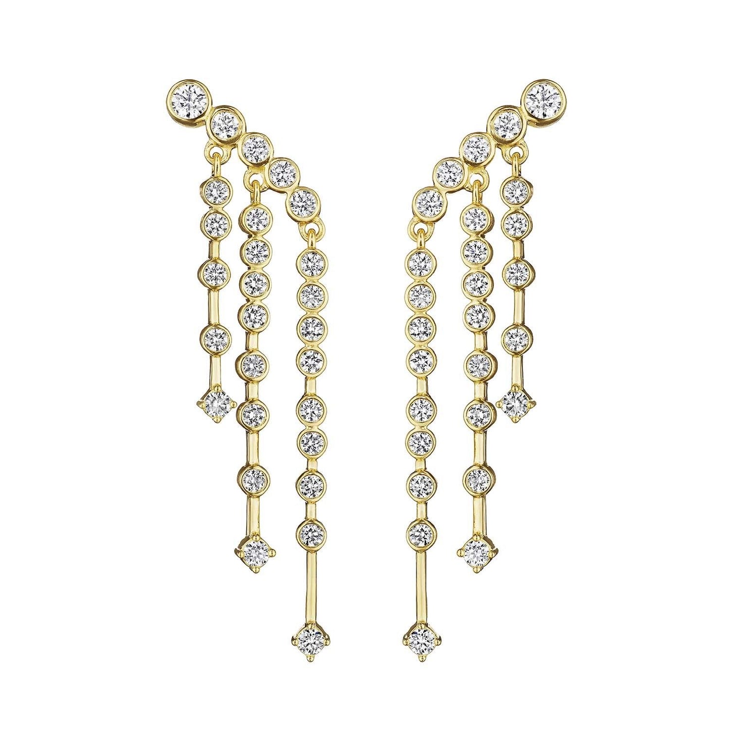 Moderne Deco Cascading Waterfall Diamond Earrings