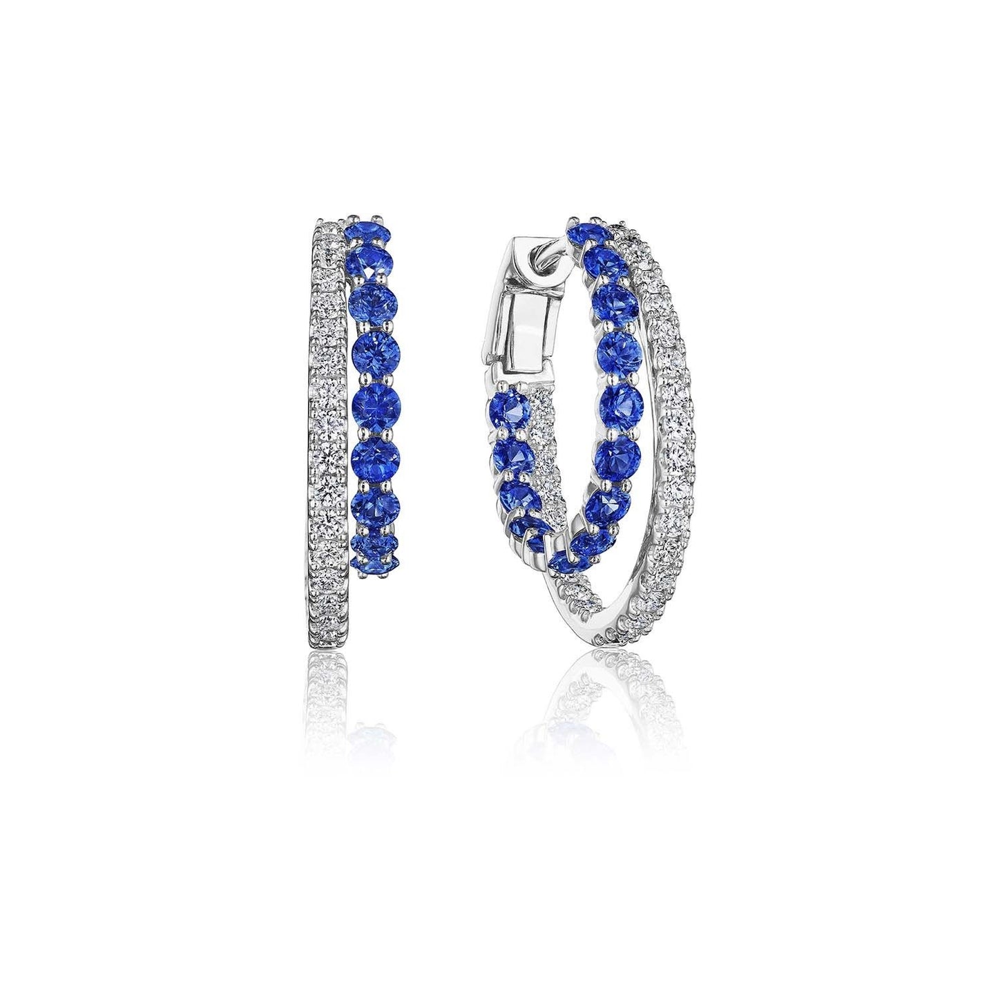 Blue Sapphire Embrace Hoop Earrings