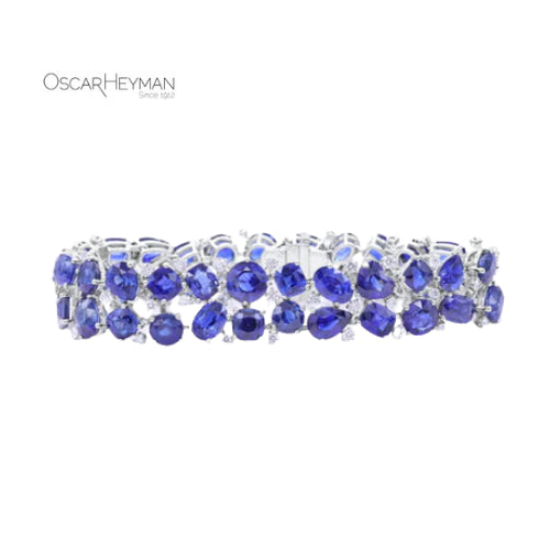 Blue Sapphire and Diamond Triple Strand Bracelet