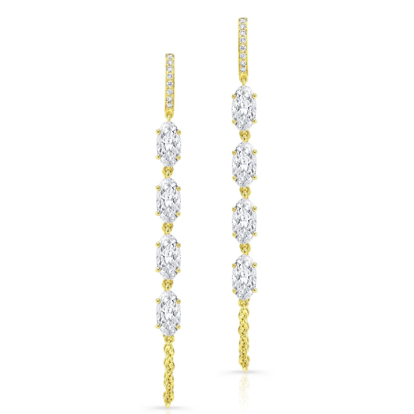 Oval Diamond Dangle Earrings