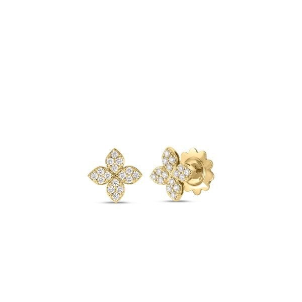 Love In Verona Medium Pave Diamond Flower Stud Earrings