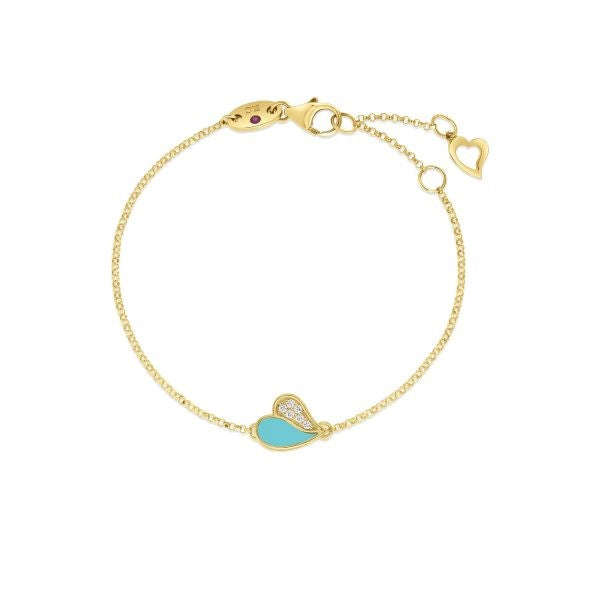Amorino Diamond & Cyan Enamel Heart Bracelet