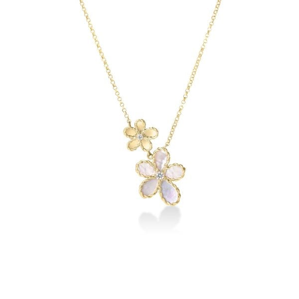 Jasmine Diamond & Mother Of Pearl Double Flower Necklace