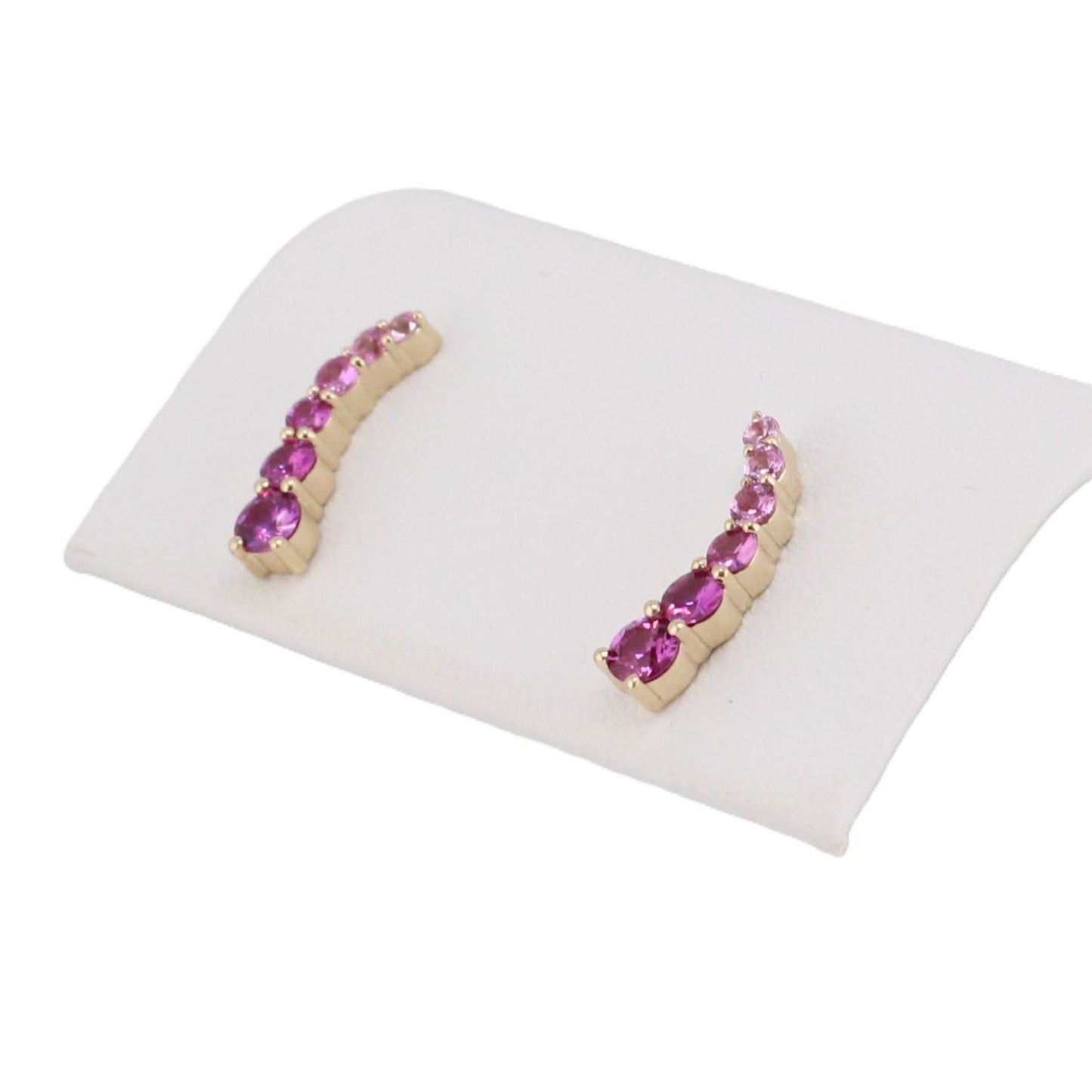 Ombre Pink Sapphire Ear Climbers