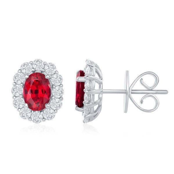 Ruby & Diamond Halo Earrings