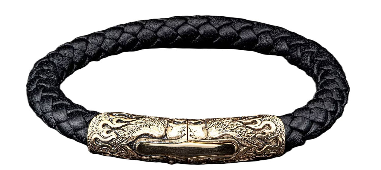 Ramble On-Bronze Black Leather Bracelet
