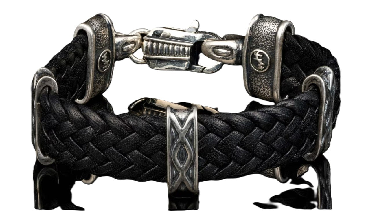 Tilt-Black Woven Kangaroo Leather Bracelet