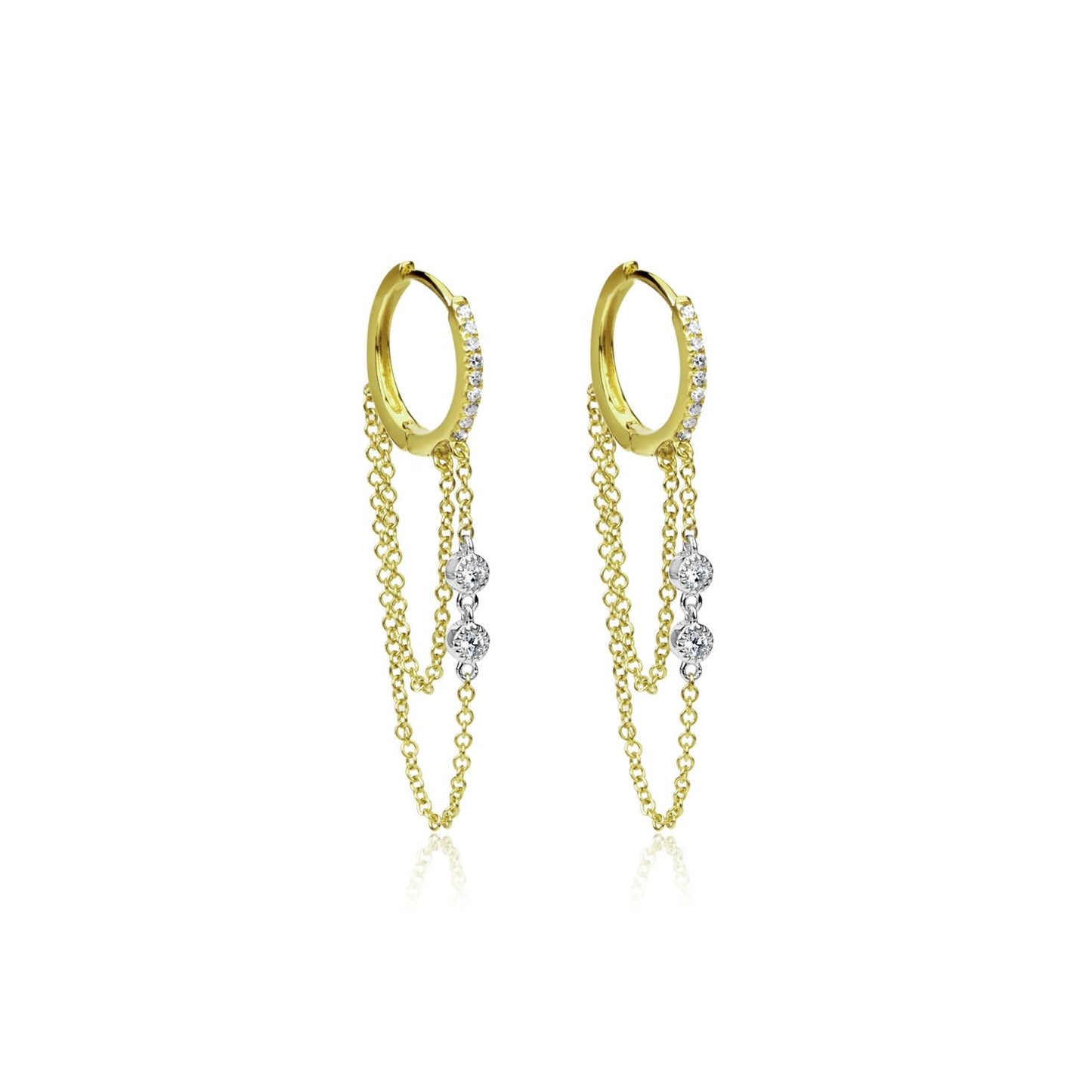 Yellow Gold Fringe Diamond Hoop