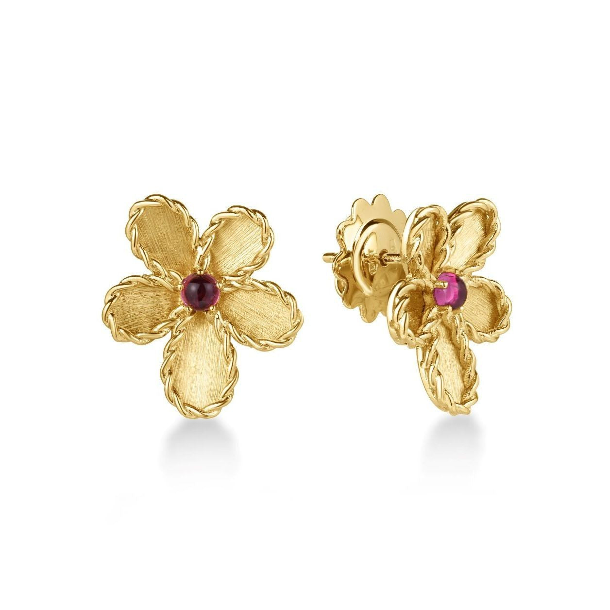 Jasmine Rubellite Flower Earrings
