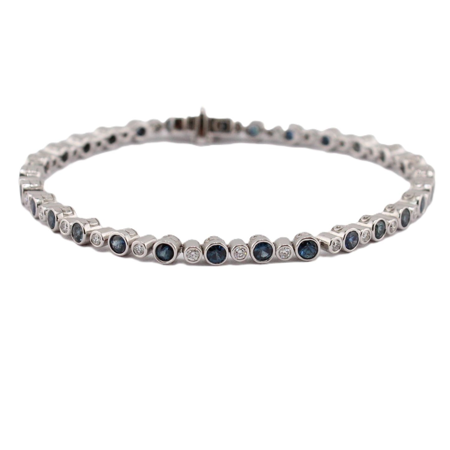 Aura Collection Blue Sapphire and Diamond Line Bracelet