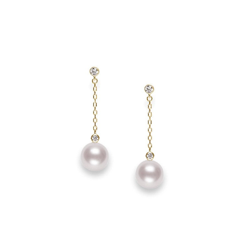 Akoya Cultured Pearl & Diamond Drop Earrings
