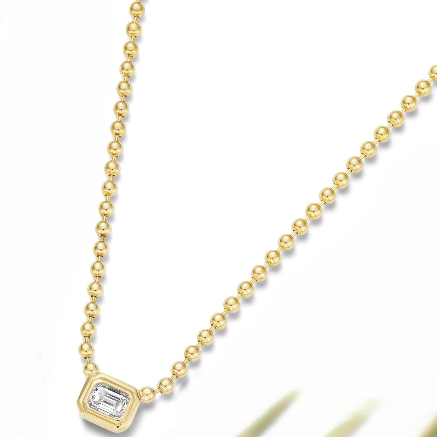 Emerald Double Bezel Diamond Pendant Necklace