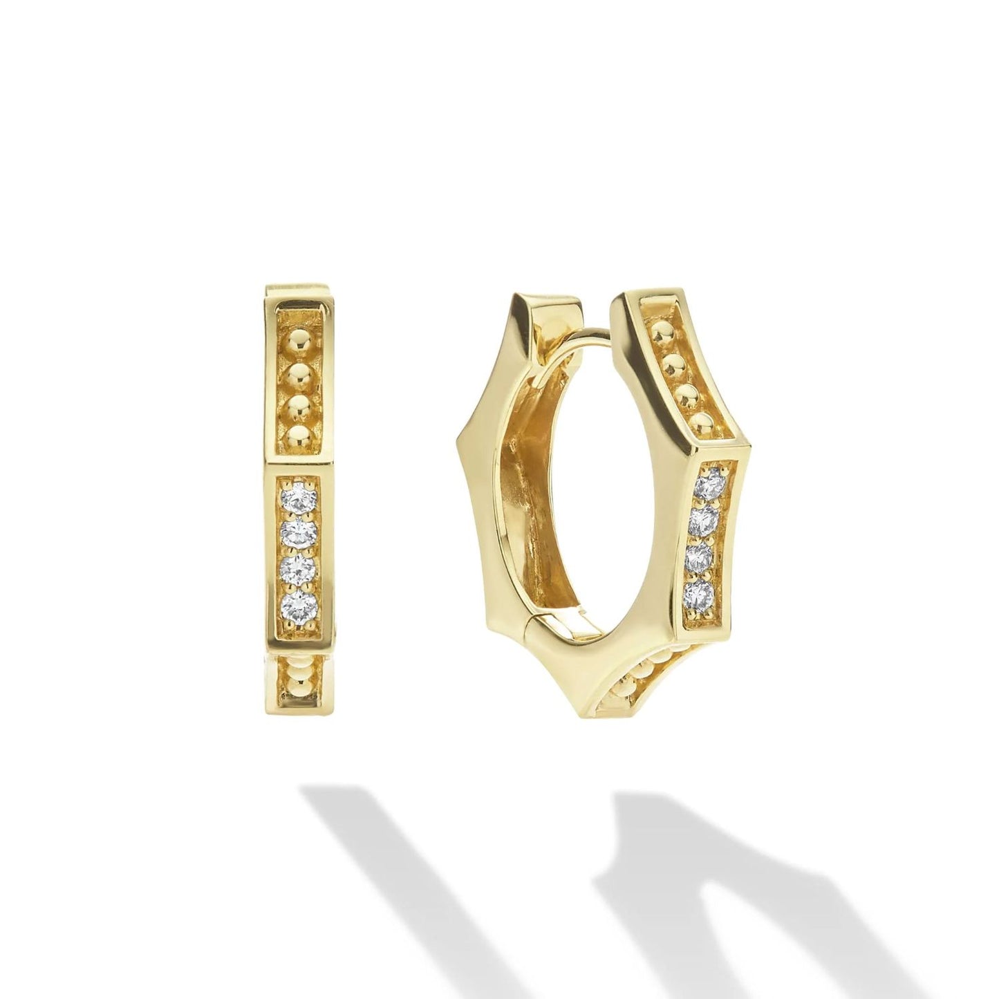 Caviar Gold Collection Hexagon Diamond Earrings