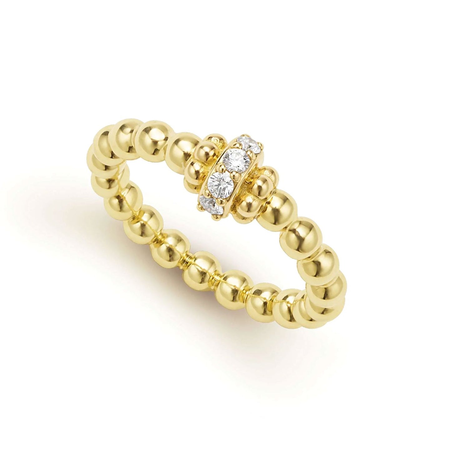 Caviar Gold Collection Diamond Rondelle Stacking Ring