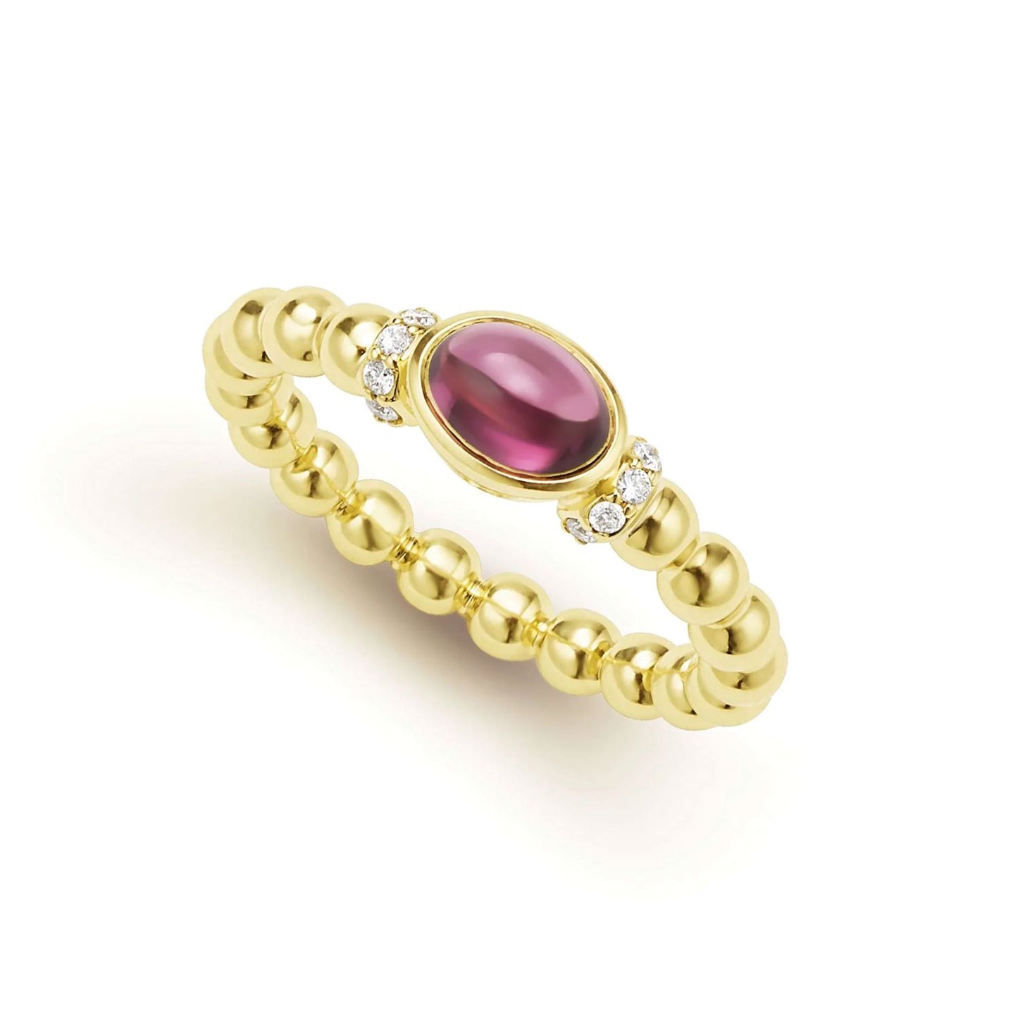 Caviar Gold Collection Rhodolite Garnet & Diamond Ring