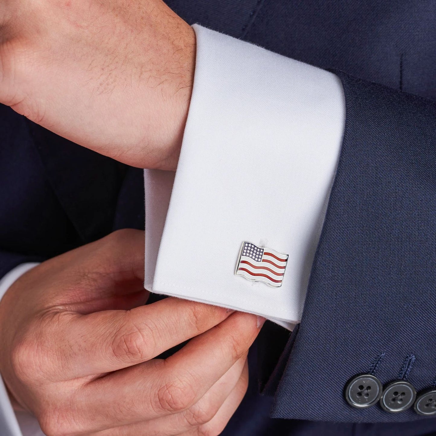 Sterling Silver USA Flag Cufflinks