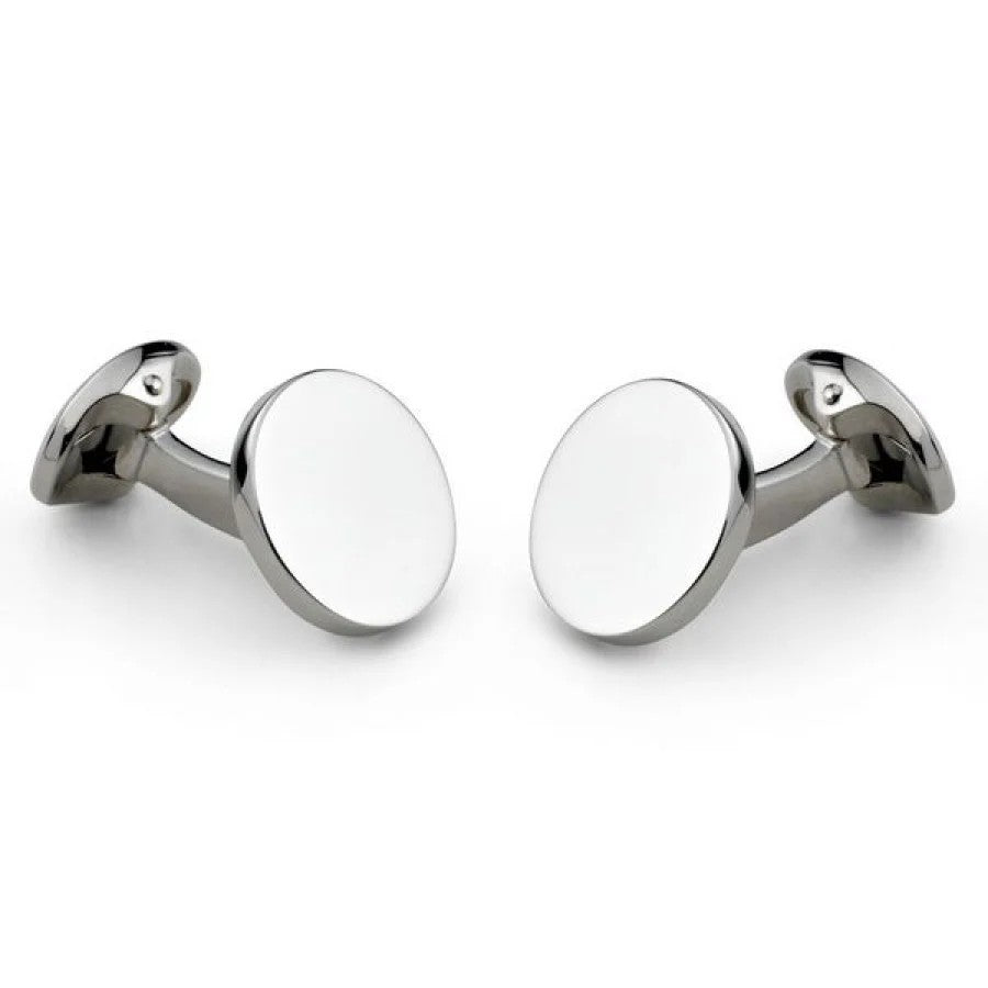 Sterling Silver Plain Round Cufflinks