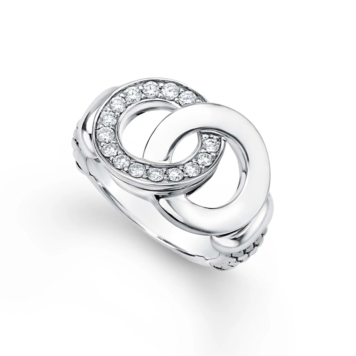 Signature Caviar Large Interlocking Diamond Ring