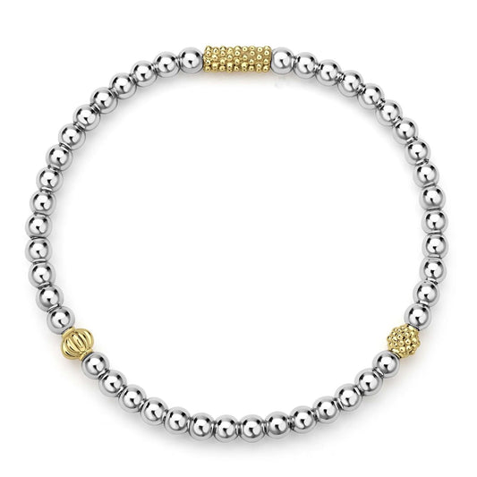 Caviar Icon Two-Tone Stretch Bracelet