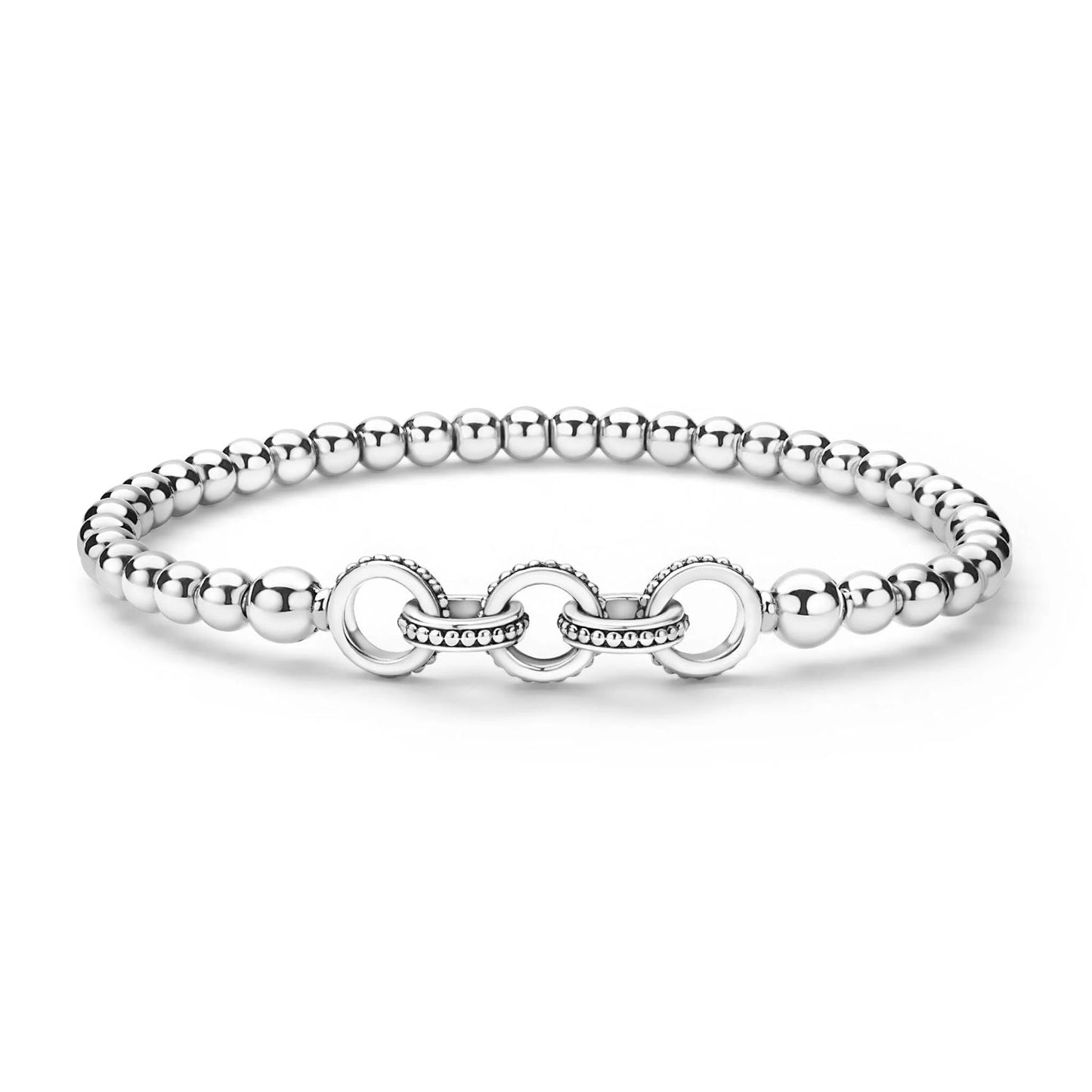Signature Caviar Ring Link Stretch Bracelet