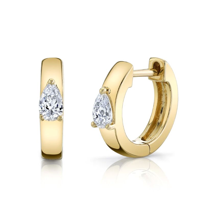Pear Cut Diamond Hoop Earrings